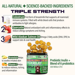 Vet Treat Allergy Relief Chews paw-lick remedy demonstrates targeted itch relief.