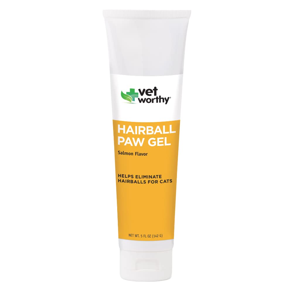 Vet Worthy Hairball Paw Gel on a cat's paw demonstrates easy application.