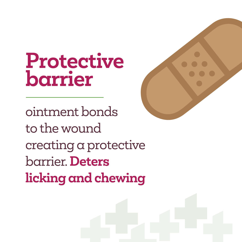 Vetality hot spot ointment waterproof barrier closeup shows durable protection.