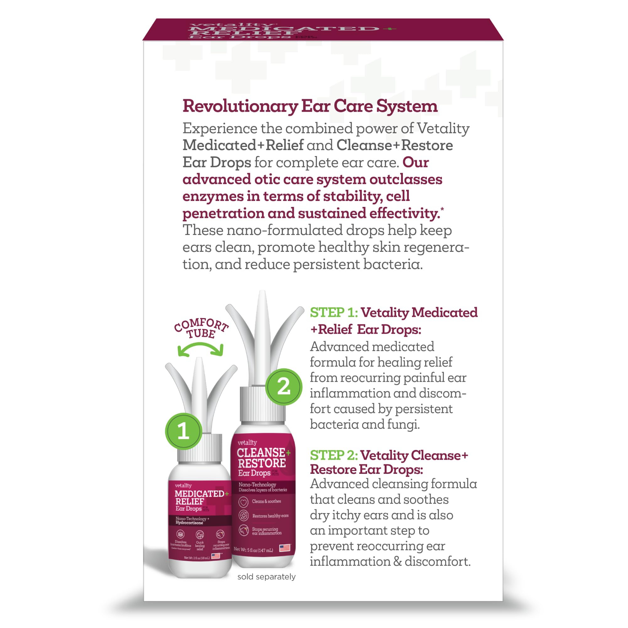 Vetality Otic Drops applicator close-up enables gentle, precise administration.