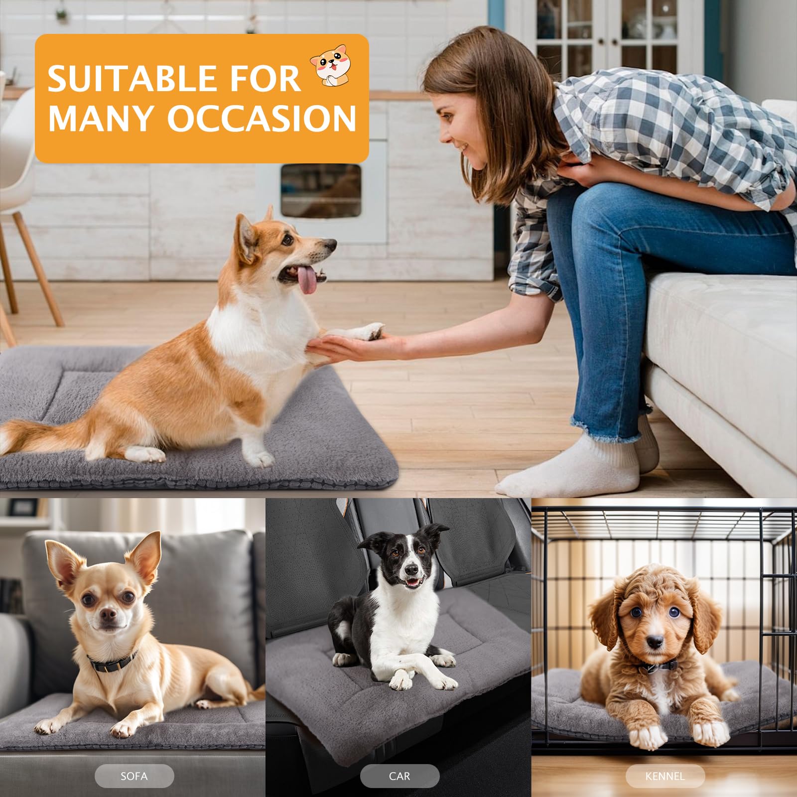 Vetasac reversible dog bed mat corn velvet side for warmth