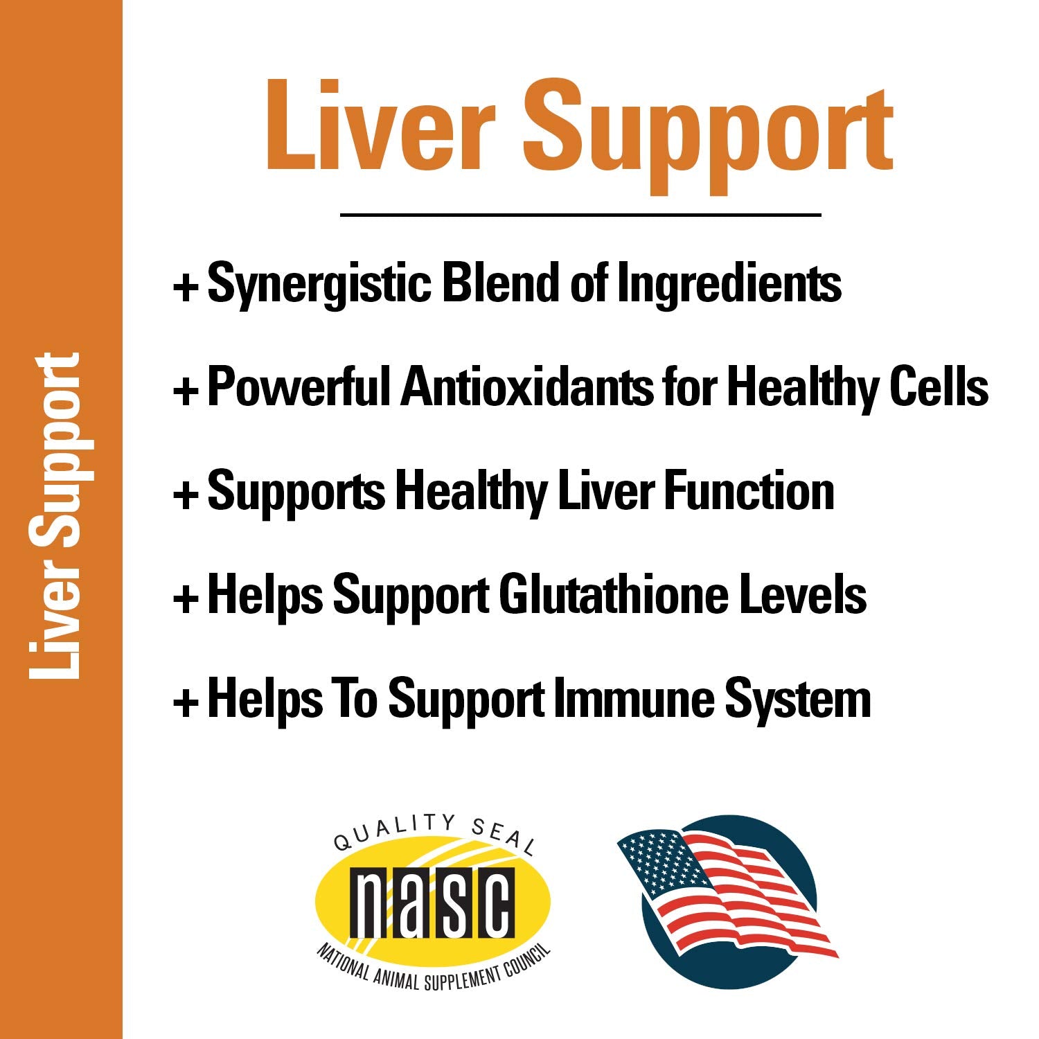 Vet Classics Liver Support ingredients close-up featuring glutathione and milk thistle for liver support.