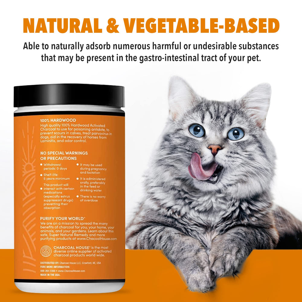 VetDtox activated charcoal powder close-up highlighting texture and adsorption potential.