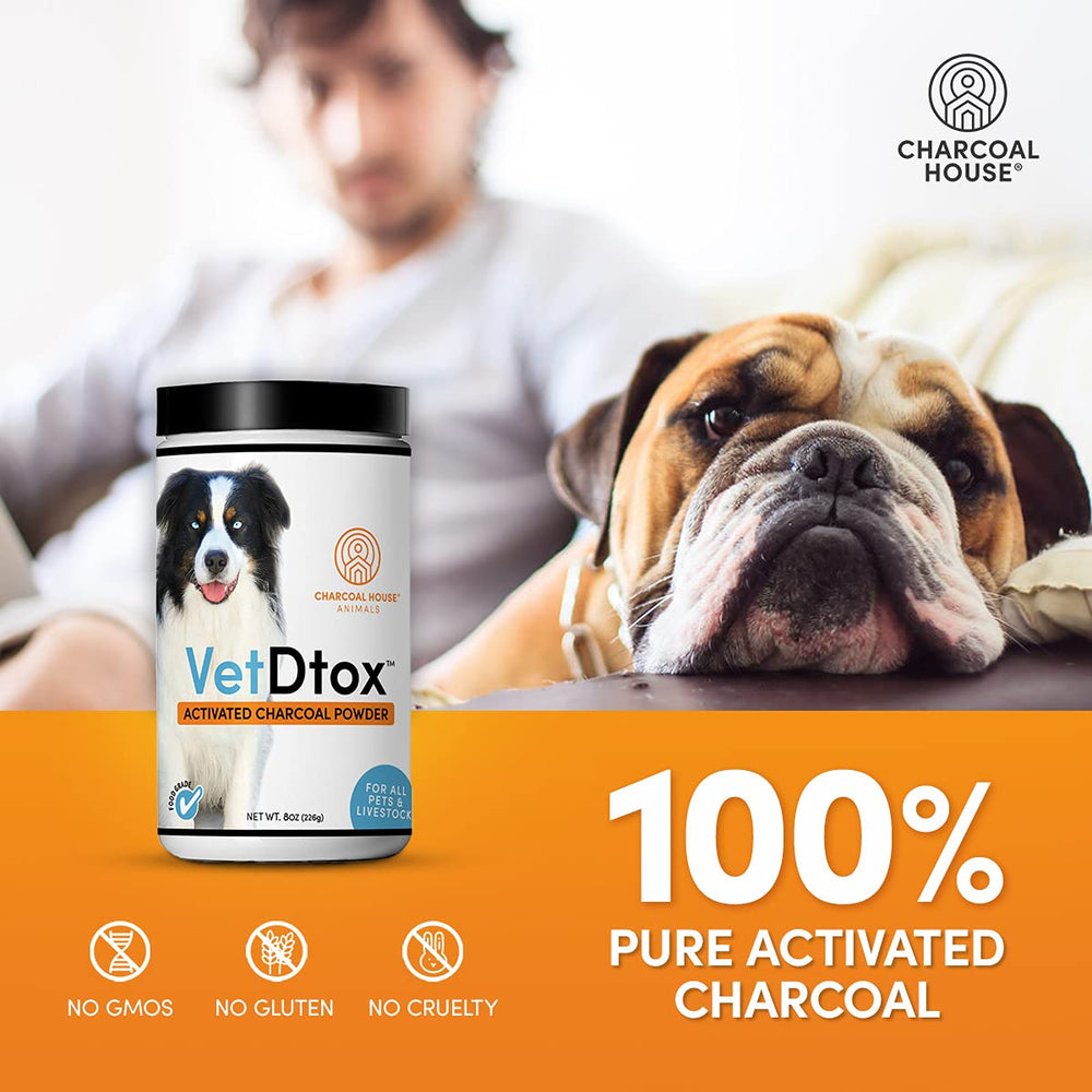 VetDtox charcoal powder helping reduce odors naturally in animal spaces.