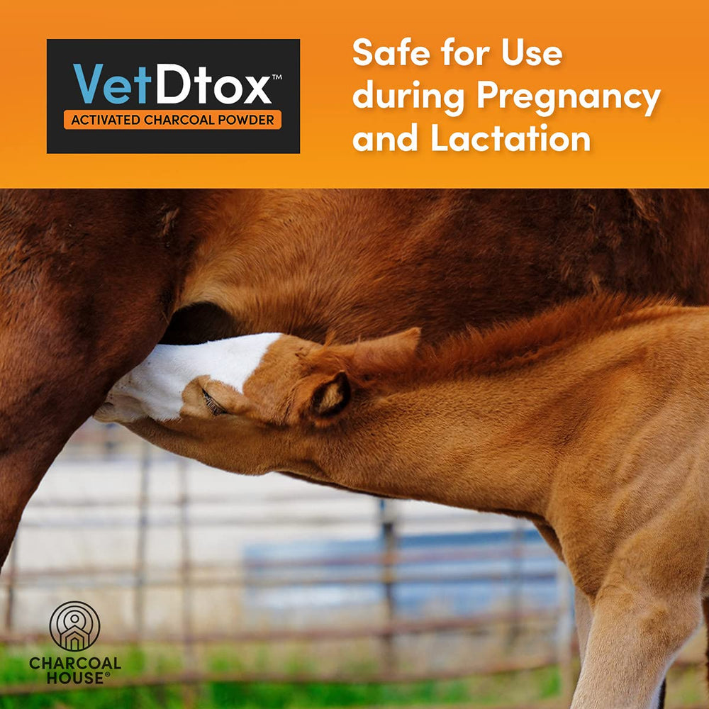 VetDtox powder in a European farm context signaling trusted animal care.