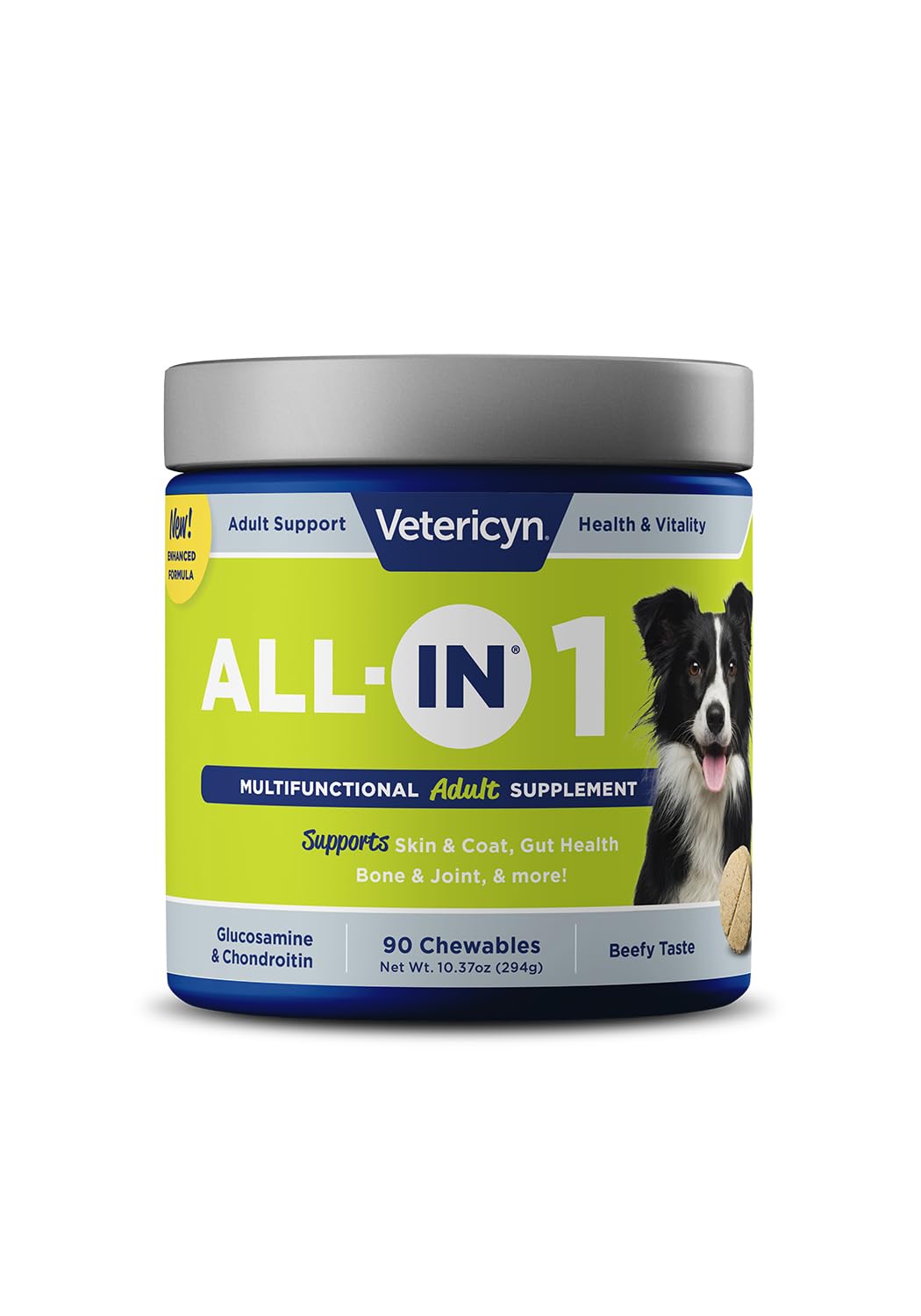 Vetericyn All-in-1 dog supplement bottle for joint and bone support