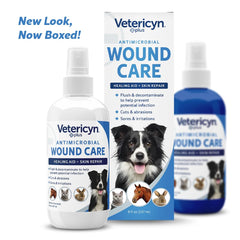 Vetericyn Plus application on paw demonstrating safe antiseptic relief for wounds.