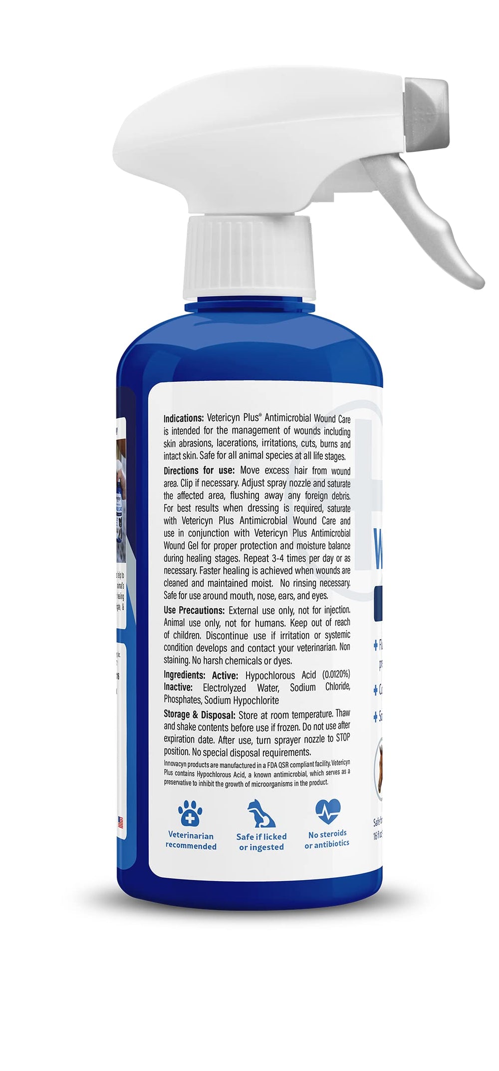 Vetericyn Plus application on dog skin showing gentle, non-toxic wound cleansing for relief.