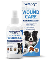 Vetericyn Plus dog wound care spray bottle for quick, non-irritating wound cleansing.