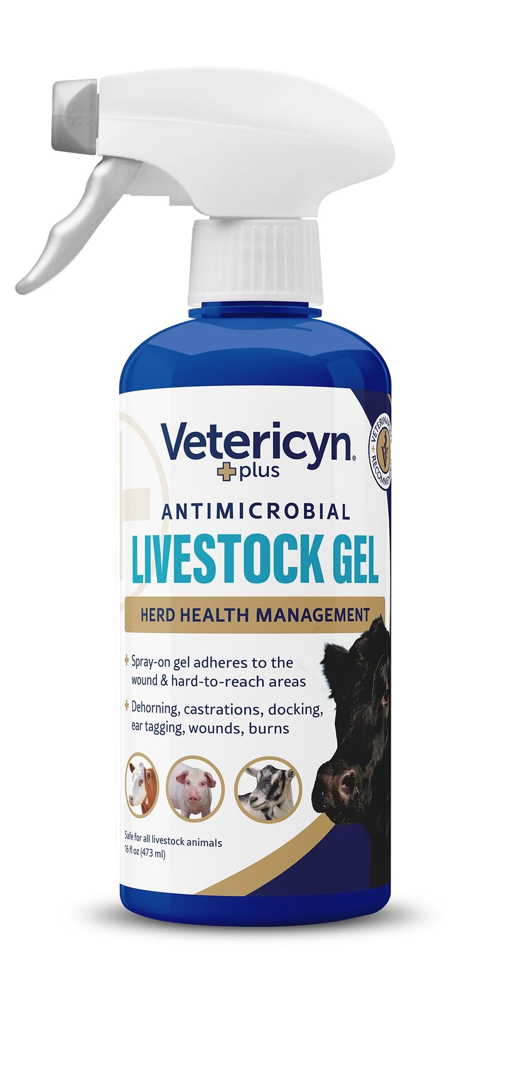 Vetericyn Plus Livestock Utility Gel Spray cap application demonstrates barrier protection during wound care