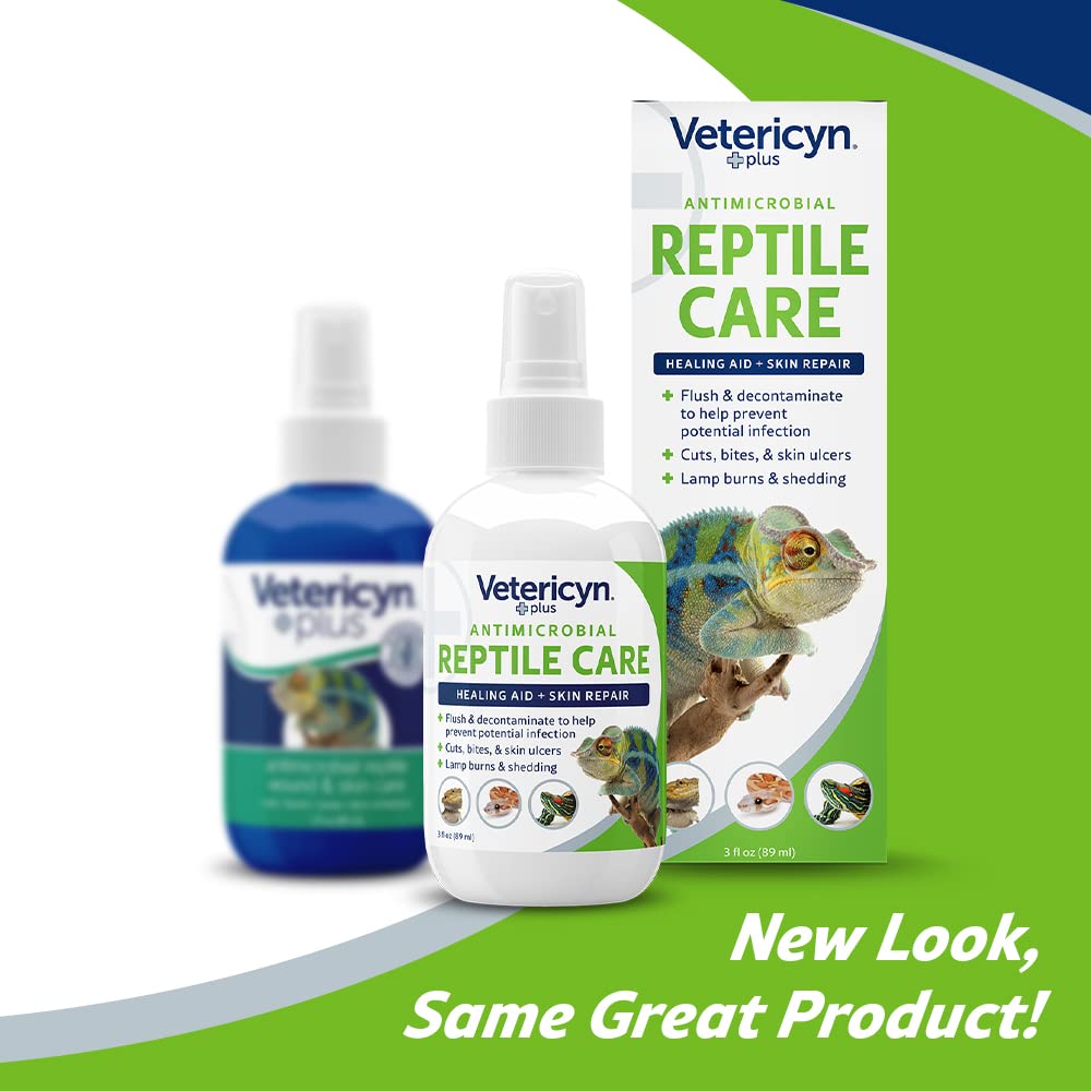 Vetericyn Plus reptile wound care spray applied to reptile scales for quick relief.