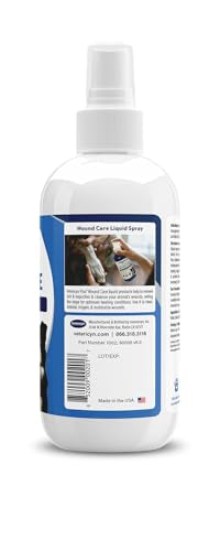 Vetericyn Plus wound cleansing and moisture application on dog's skin in use.