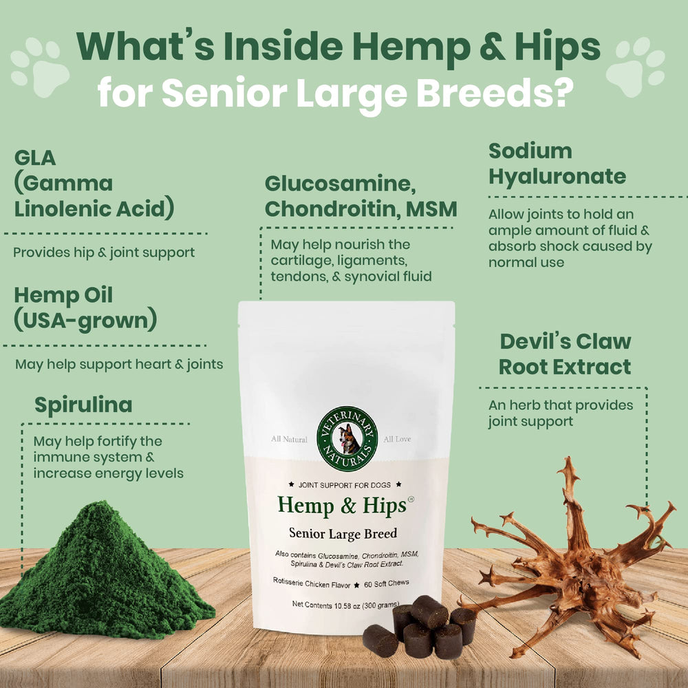 Veterinary Naturals includes devil's claw for potential joint comfort.