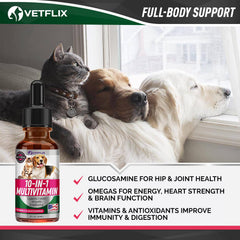 Vetflix dropper dispensing shows dosage options for small to large pets.