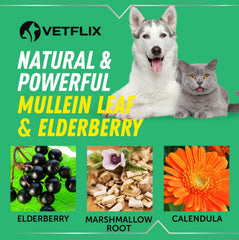 Vetflix Cough Relief USA-made packaging emphasizes quality and domestic sourcing