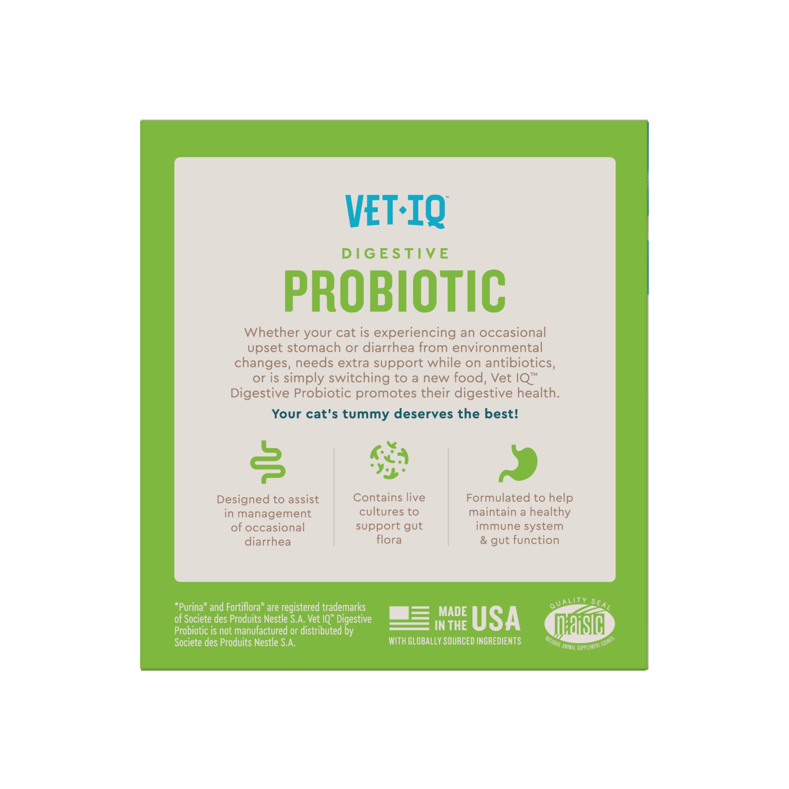 VetIQ Cat Probiotic Powder supports immune and digestive function.