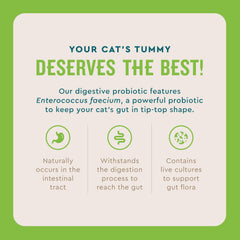 VetIQ Cat Probiotic Powder sprinkled on cat food improves taste and gut health.