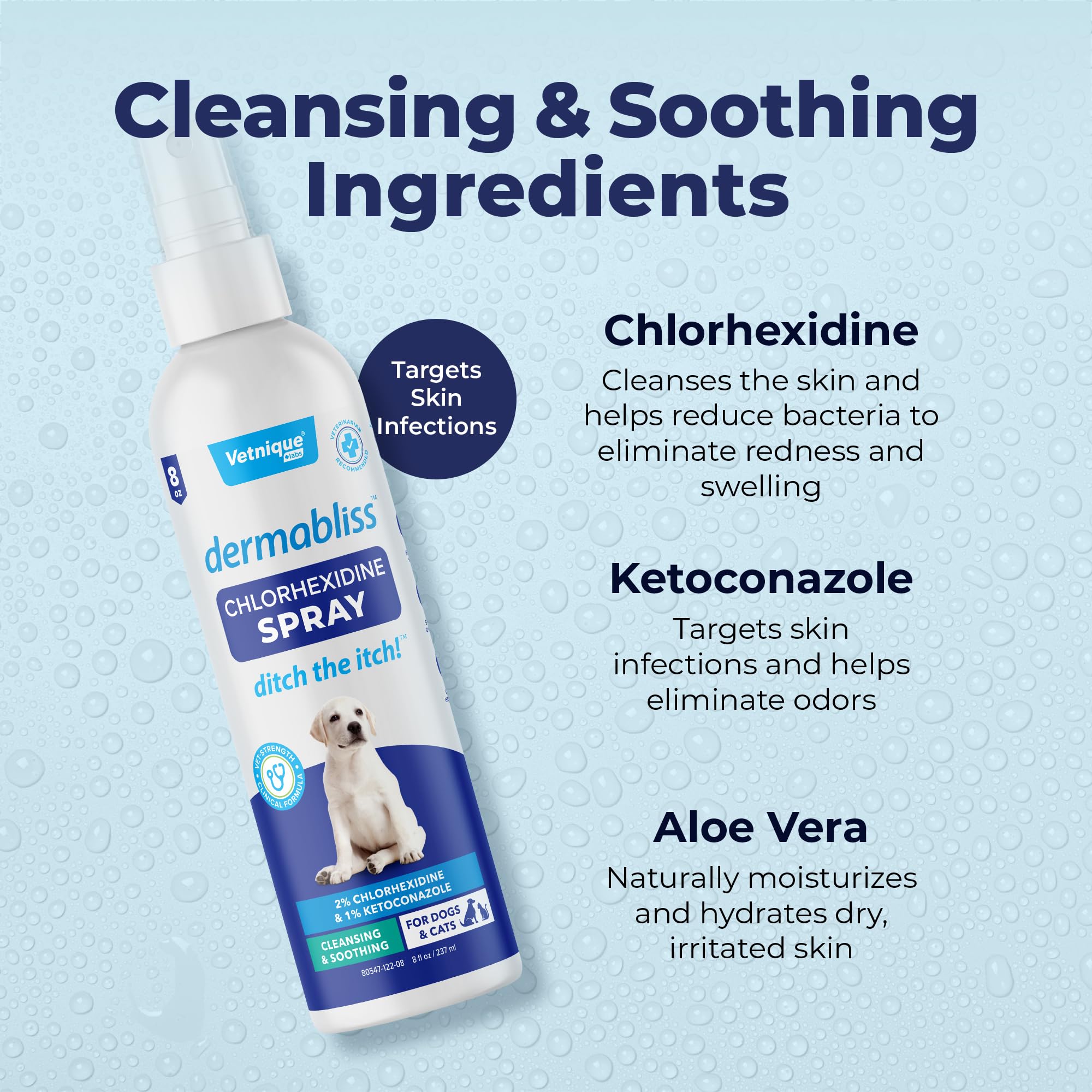 Vetnique Dermabliss works for dogs, cats, and horses with hotspots and dermatitis
