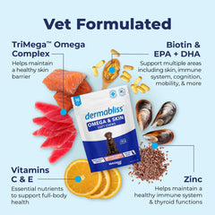 USA-made Vetnique Dermabliss label on dog supplement jar