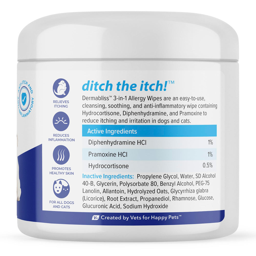 Vetnique Dermabliss wipes open pack showing soft cloth texture