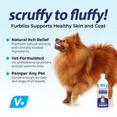 Vetnique Furbliss fragrance-free formula keeps sensitive skin calm after washing.