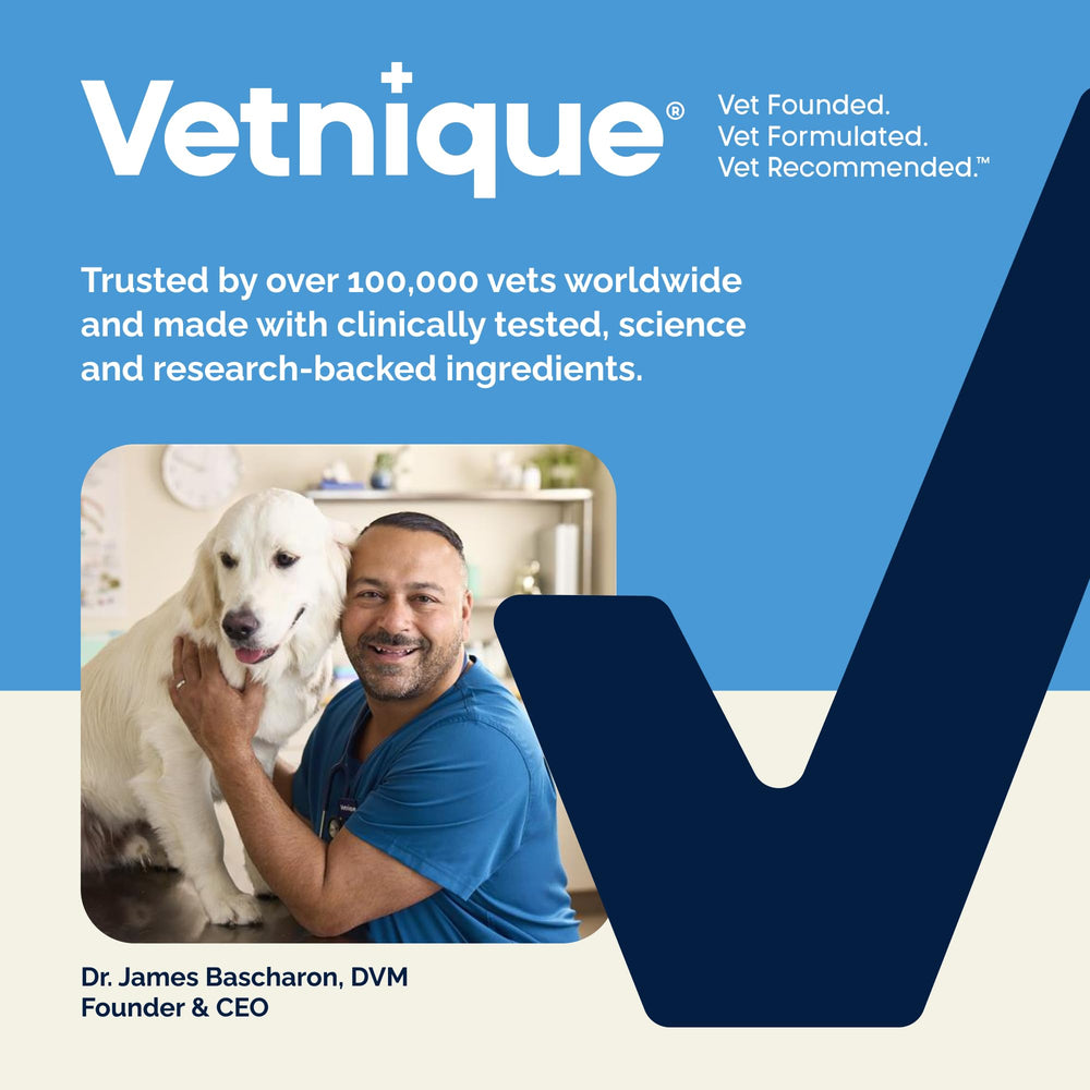 Vetnique Glandex 8.5-ounce tub on shelf emphasizes value and longevity.