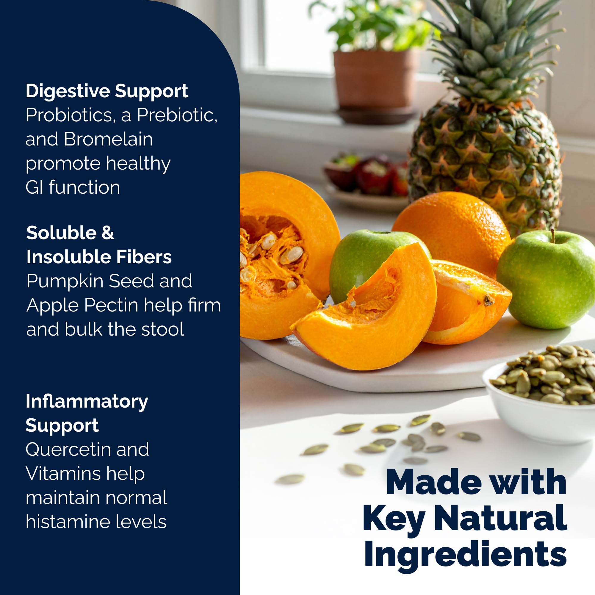 Vetnique Glandex anal-gland-support-dogs close-up shows fiber and probiotics benefits