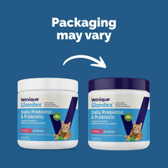 Vetnique Glandex cat daily probiotic powder supports gut flora.