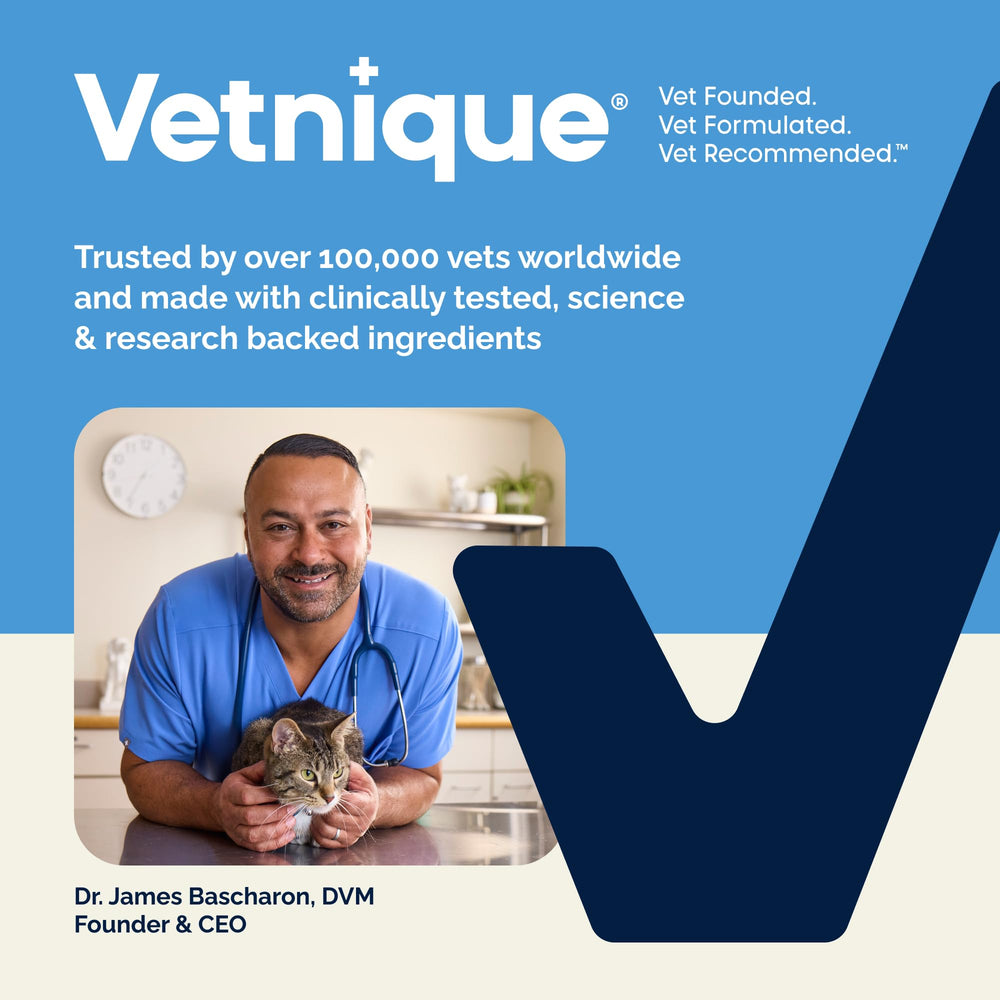 Vetnique Glandex daily-use scoop beside powder jar for simple measurement