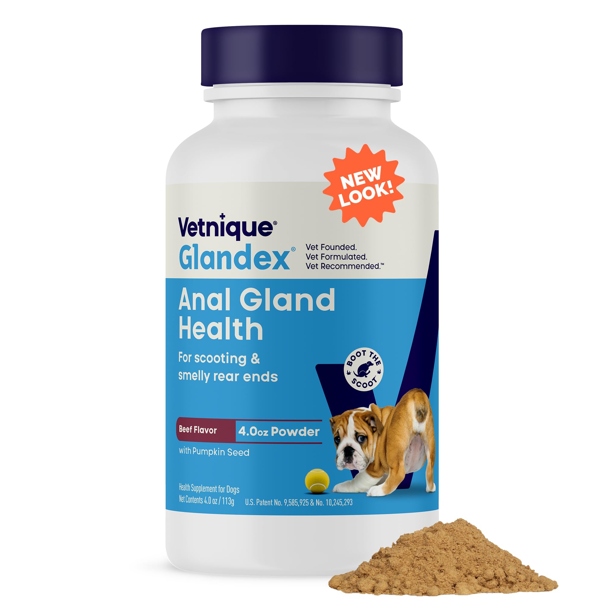 Vetnique Glandex dog fiber powder bottle supports anal glands and digestion