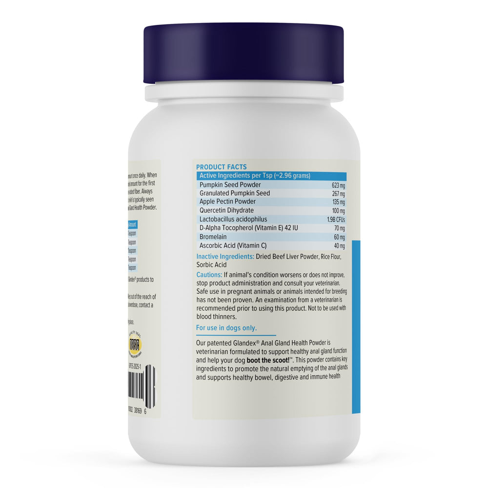 Vetnique Glandex-dog-scoot-usage depicts a happy dog after using the supplement.