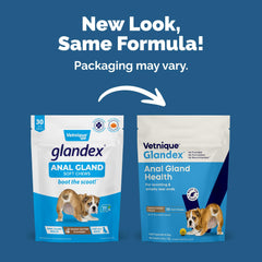 Vetnique Glandex peanut butter treats close-up highlight tasty flavor that dogs enjoy.