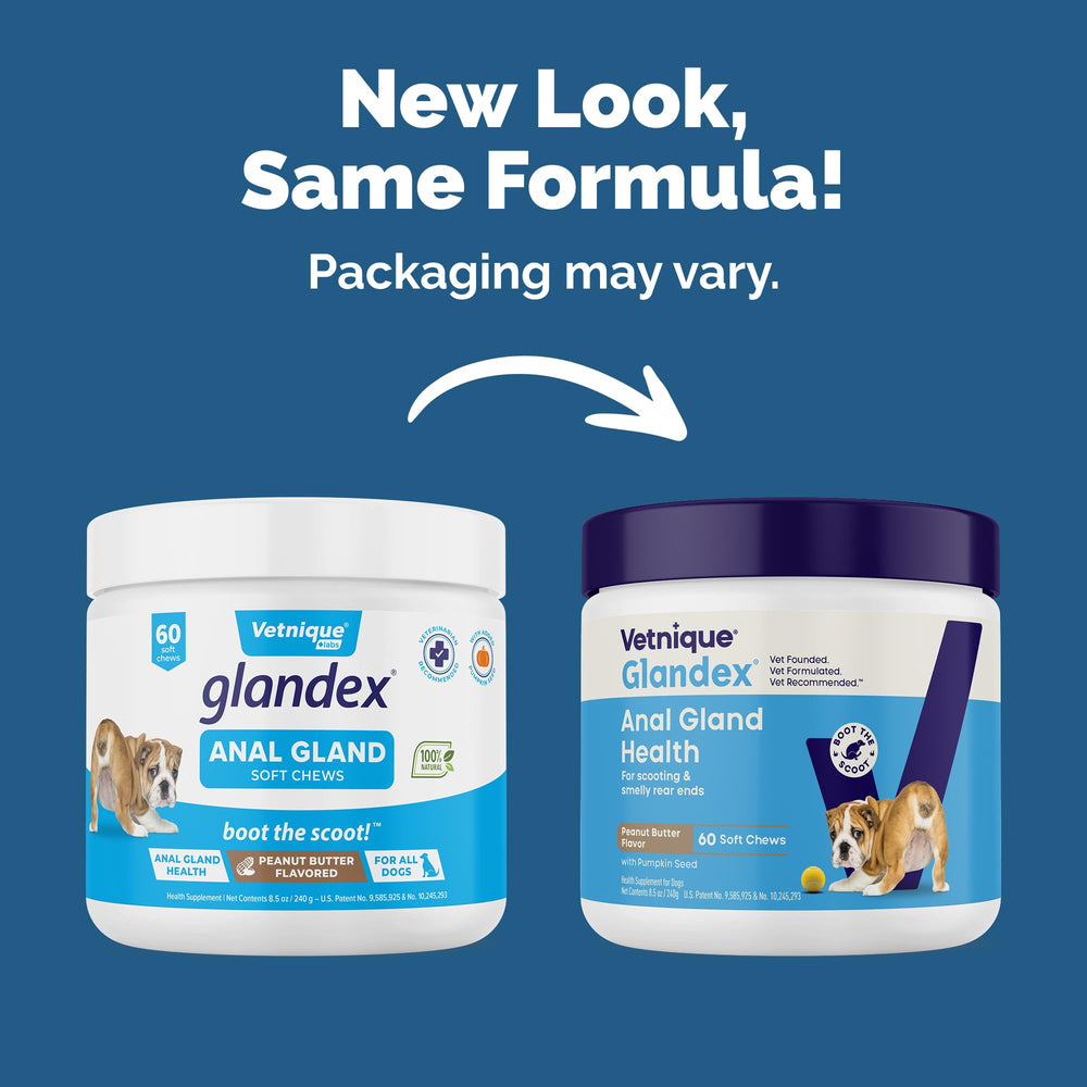 Vetnique Glandex peanut butter chew close up supports routine administration