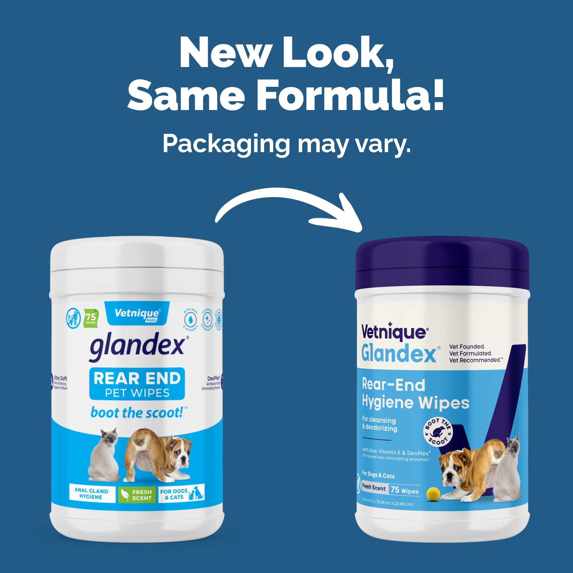 Toallitas de higiene para perros y gatos Vetnique Glandex brindan limpieza suave.