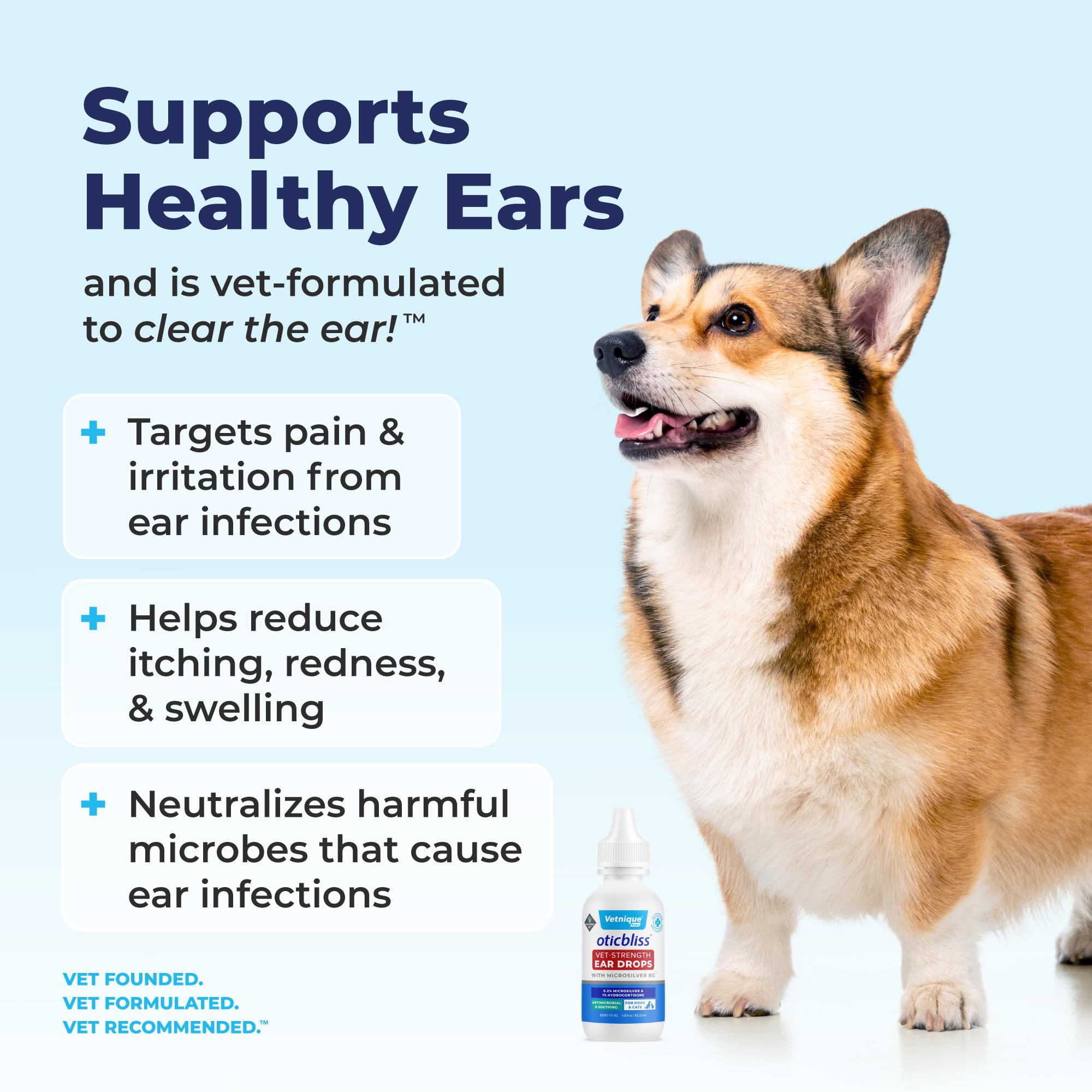 Vetnique Oticbliss cat ear care context suggests gentle ear care for pets.