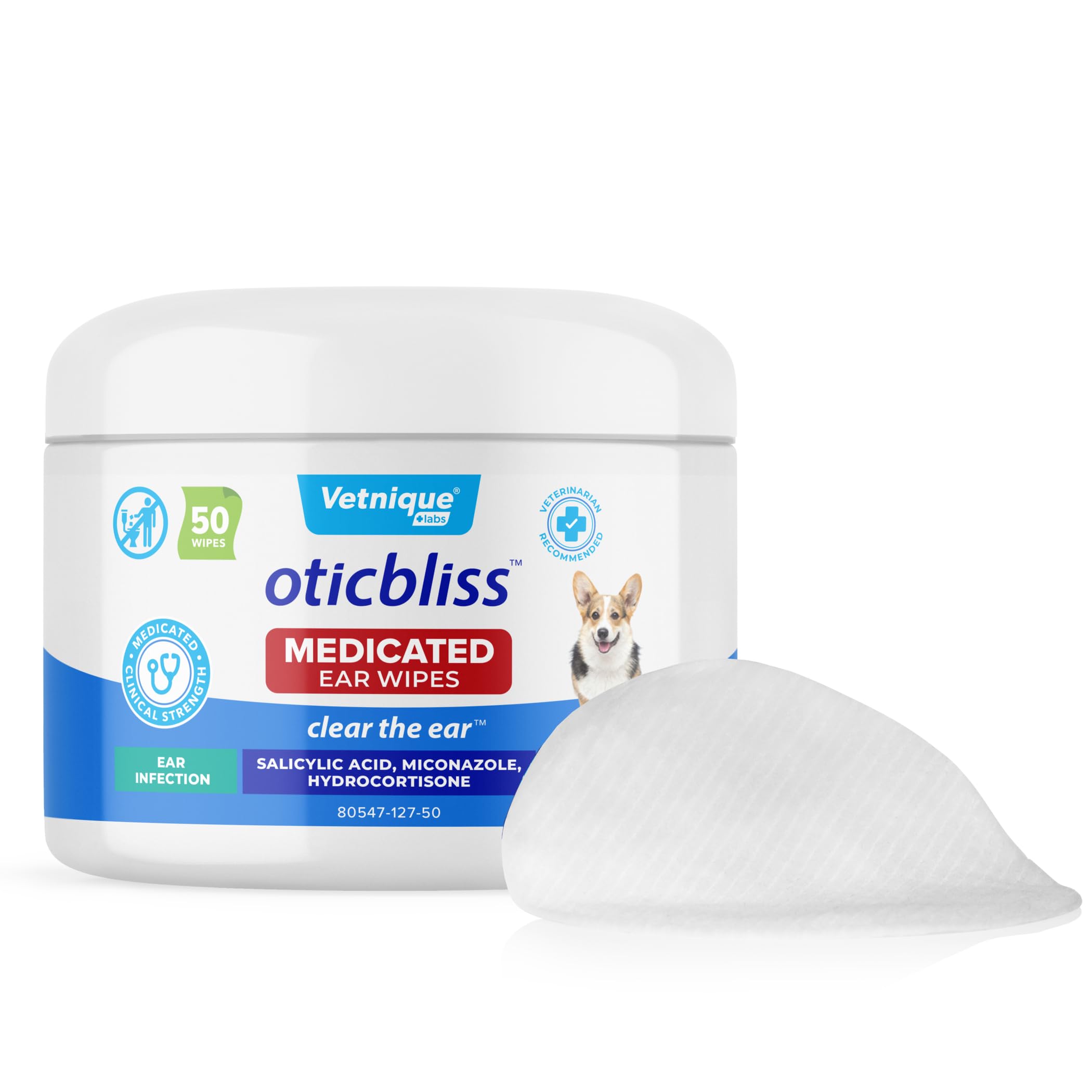 Vetnique Oticbliss ear wipes packaging for dogs and cats