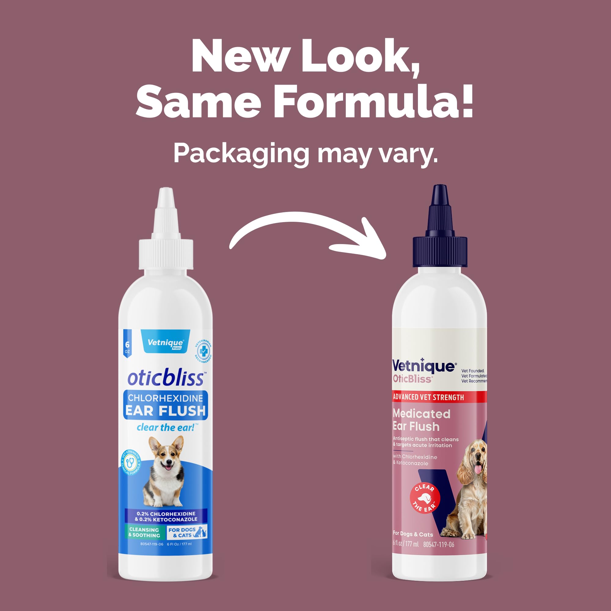 Vetnique Oticbliss - etiqueta de ingredientes con clorhexidina para limpieza y desinfección.