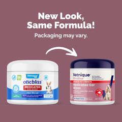 Vetnique Oticbliss medicated wipes close-up with active ingredients