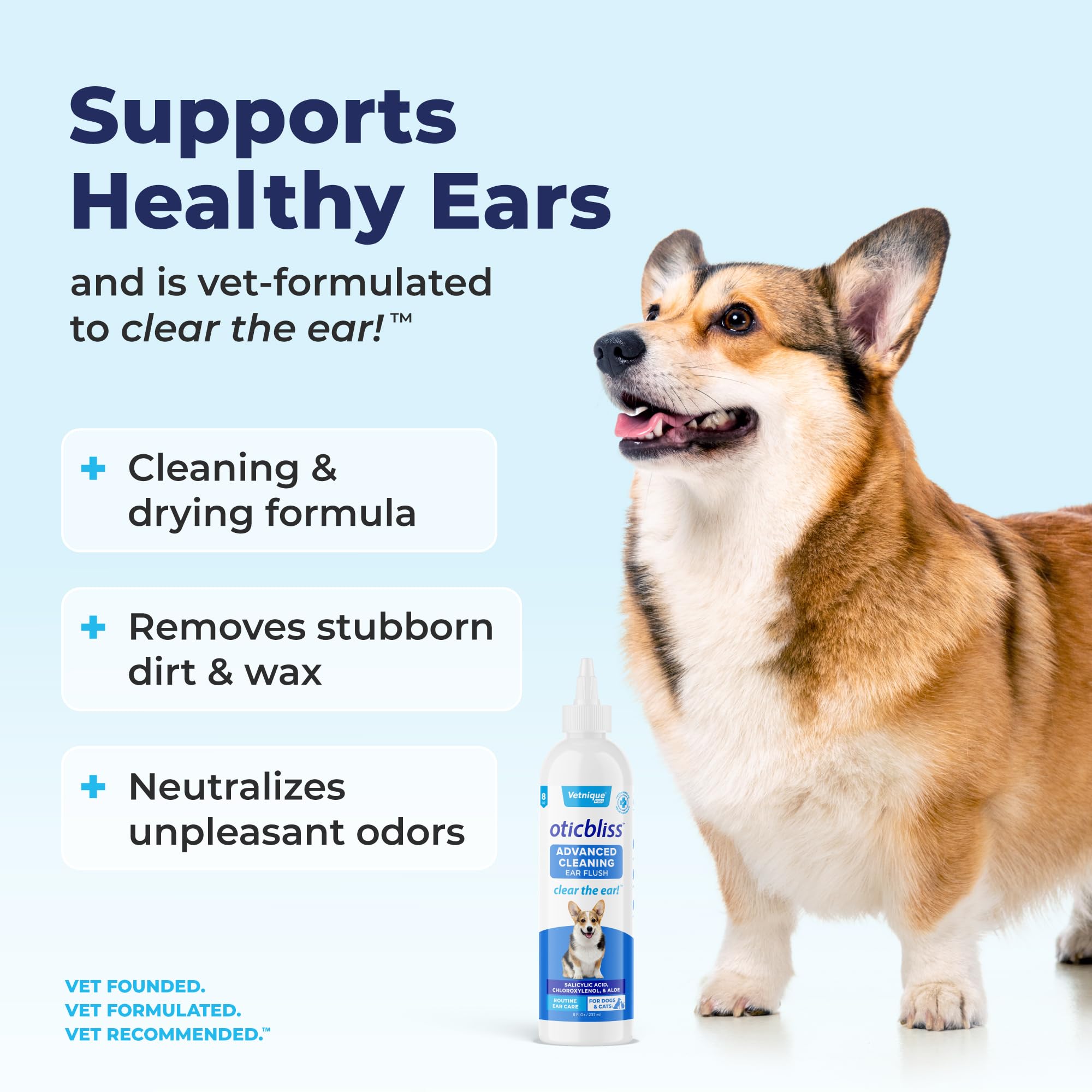 Vetnique Oticbliss USA-made badge signaling quality and pet safety
