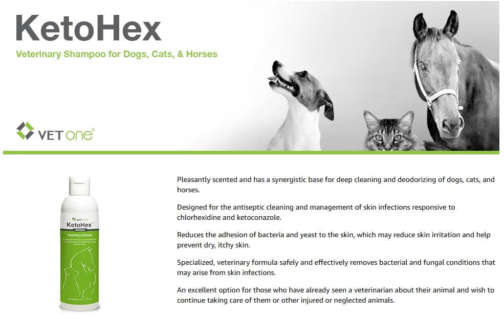 Vet One KetoHex anti-itch action emphasizes comfort during baths.