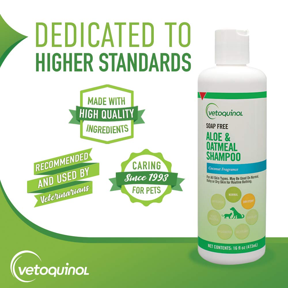 Vetoquinol Aloe & Oatmeal Shampoo paired conditioner shows enhanced moisturization.