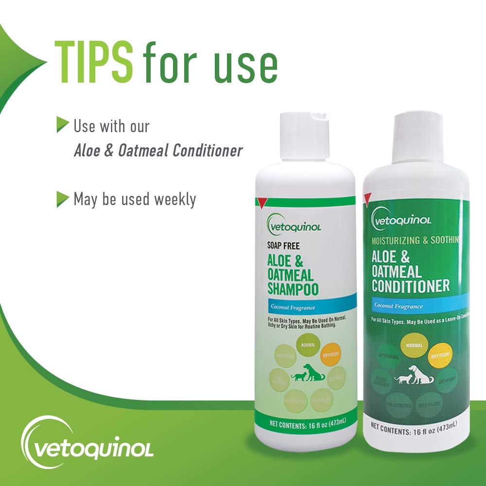 Vetoquinol Aloe & Oatmeal Shampoo ideal for at-home dog and cat baths.