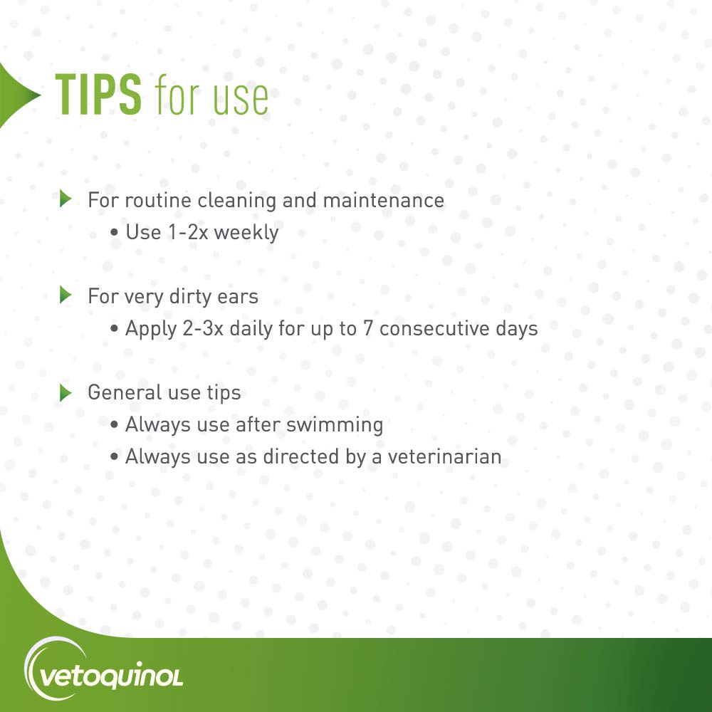 Vetoquinol formula with aloe softens skin during ear cleaning.