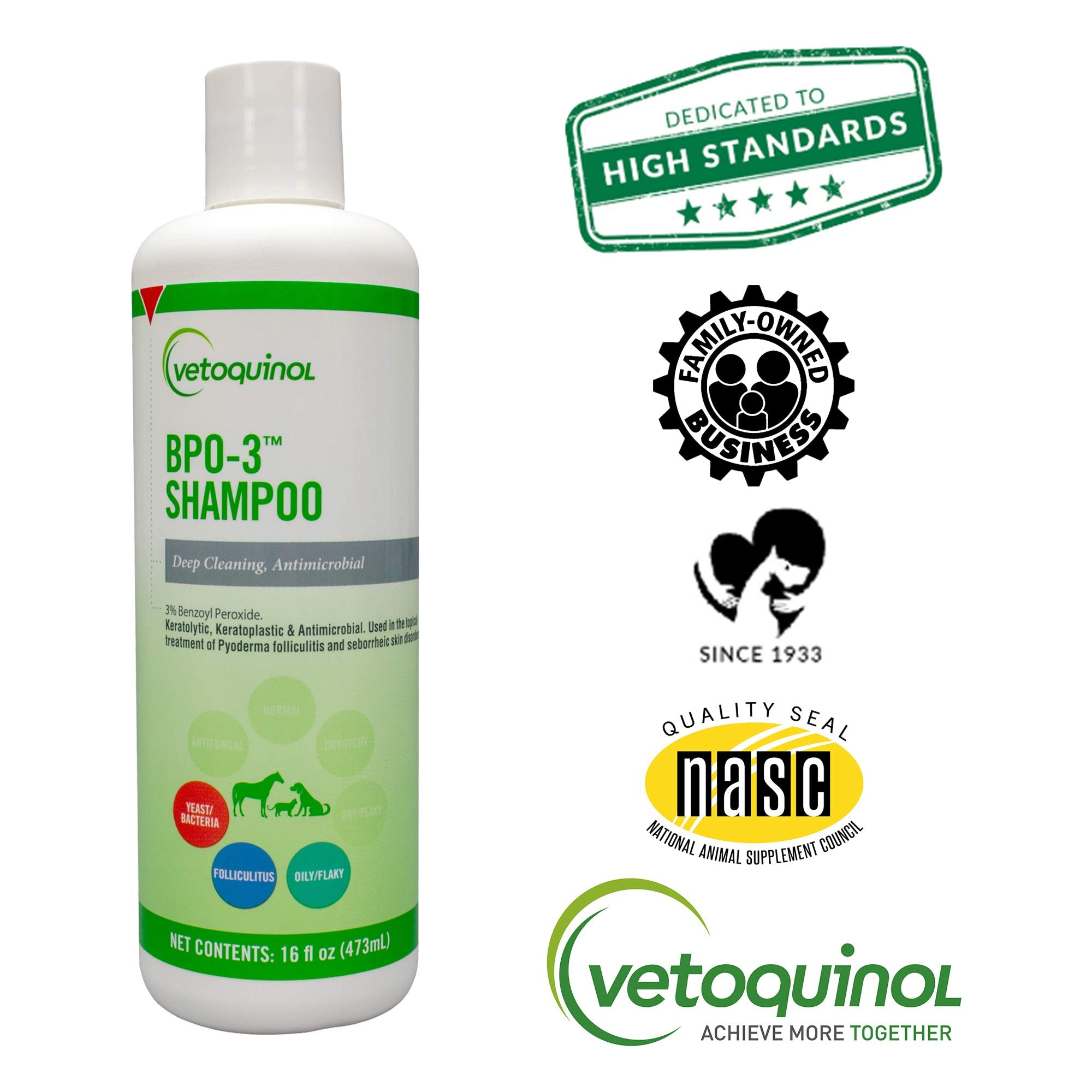 Vetoquinol BPO-3 Shampoo post-bath coat appears degreased and refreshed.