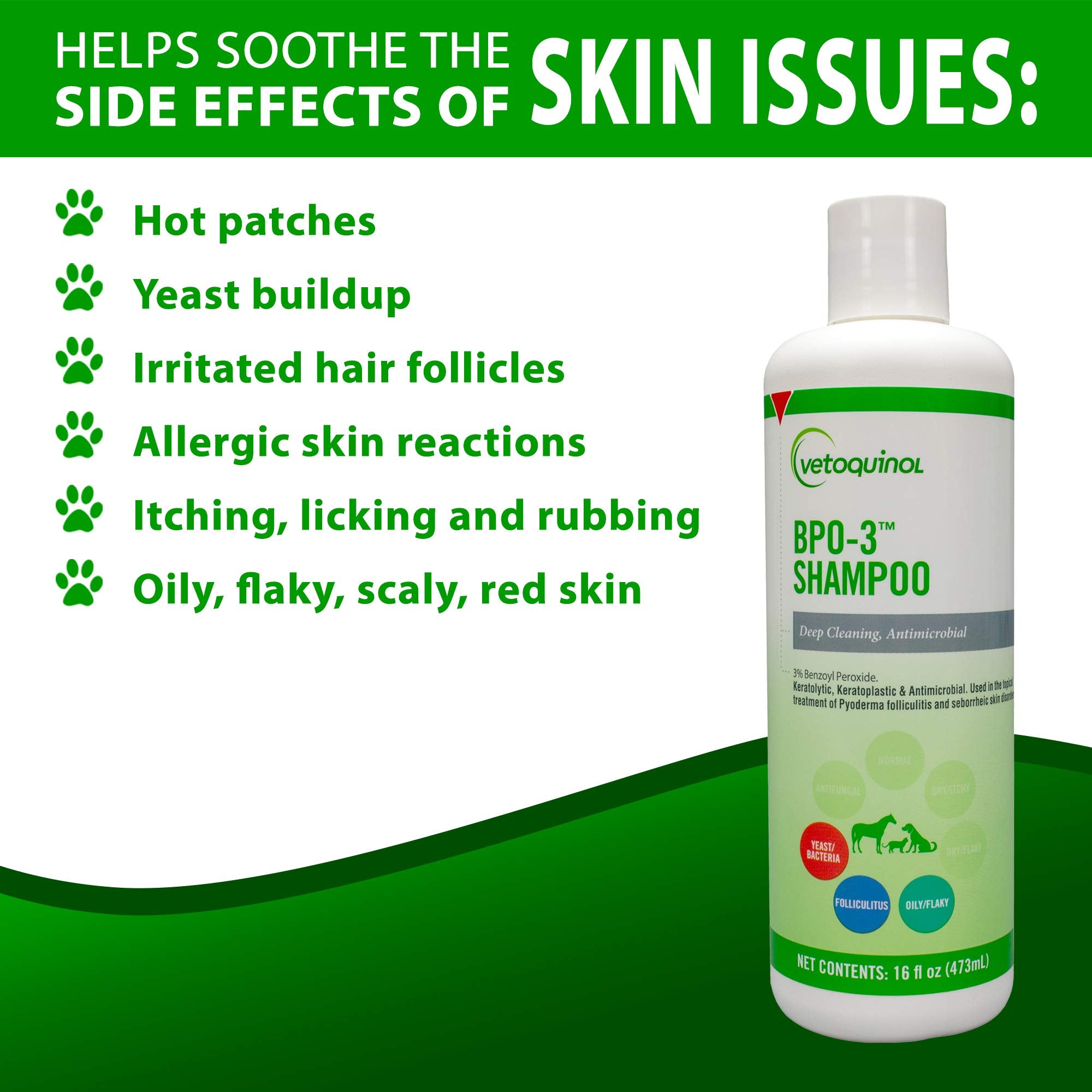 Vetoquinol BPO-3 Shampoo foam application showing gentle cleansing.