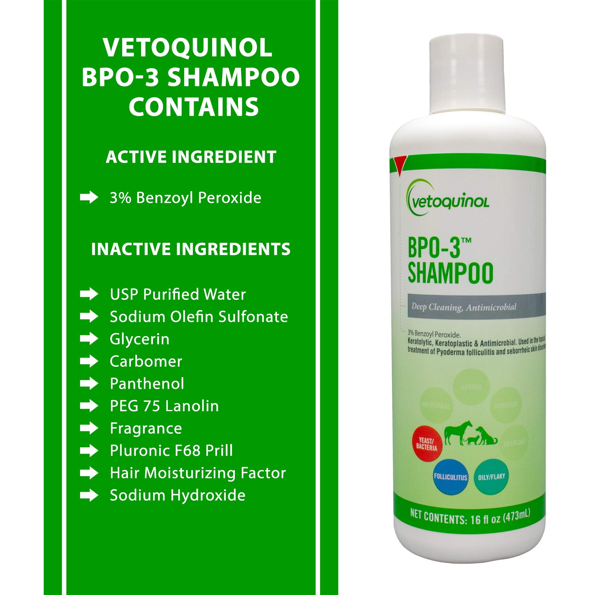 Vetoquinol BPO-3 Shampoo horse grooming for oily coat degreasing.