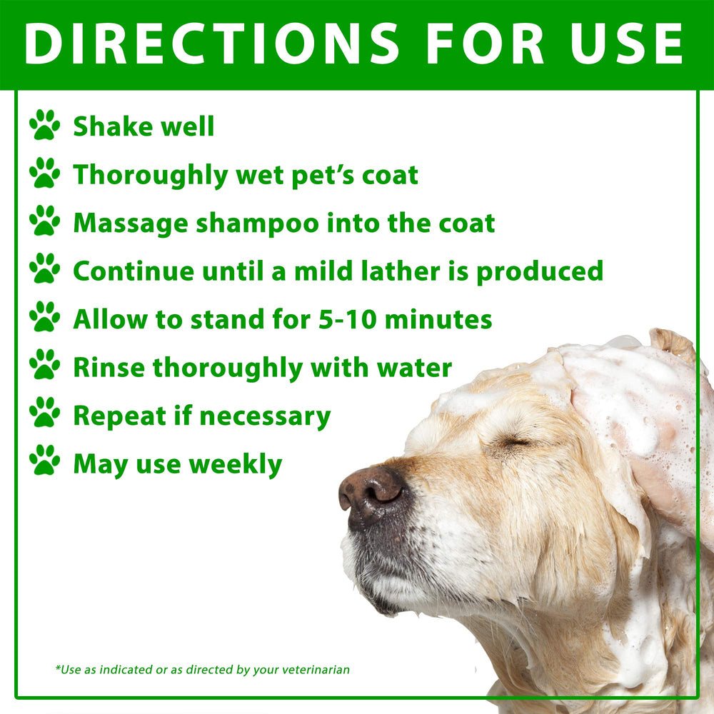 Vetoquinol BPO-3 Shampoo label close-up with directions and active ingredient.