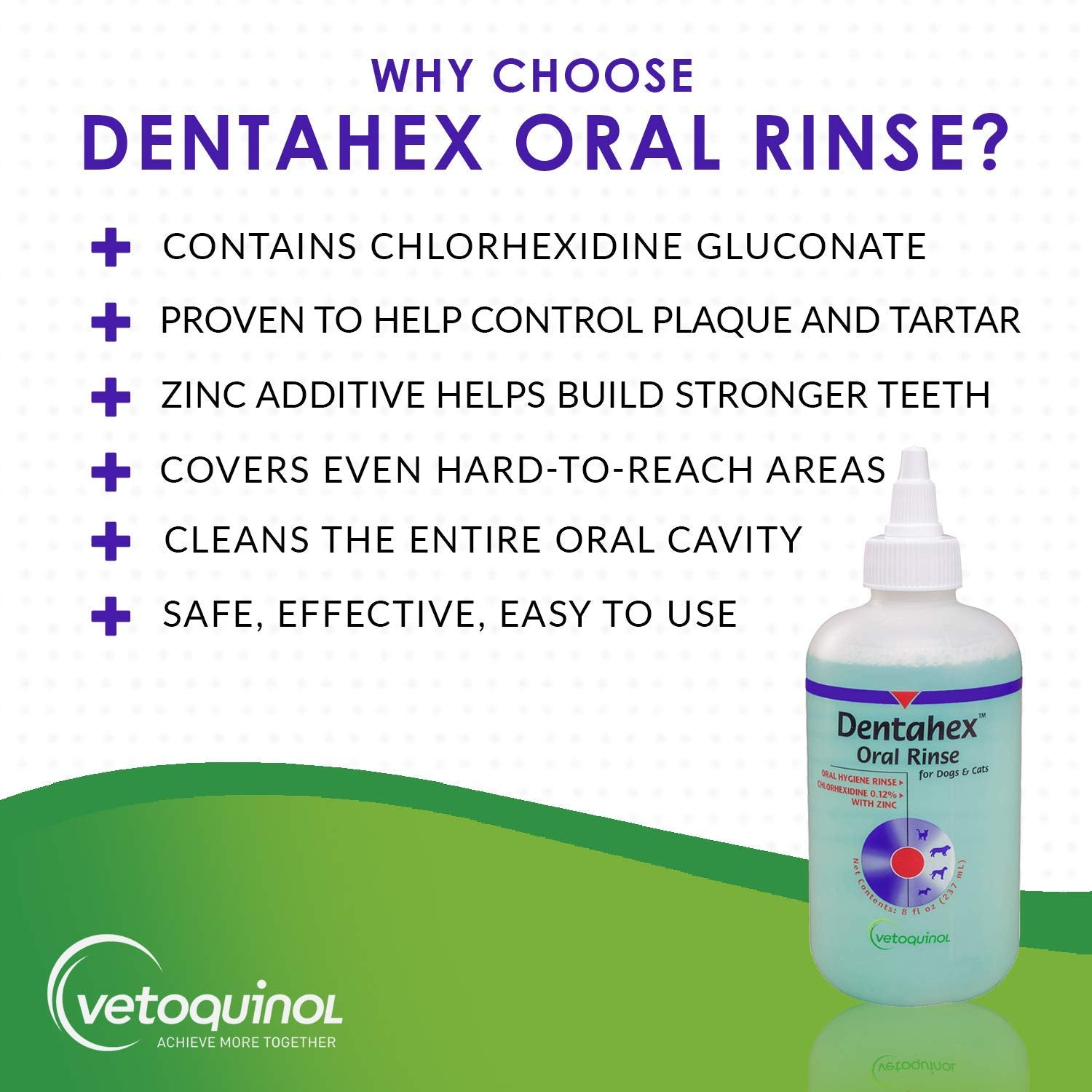 Vetoquinol Dentahex for dogs and cats promotes fresh breath with regular use.