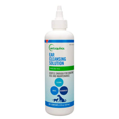 Vetoquinol ear cleansing solution 8oz bottle for clean, deodorized pets.
