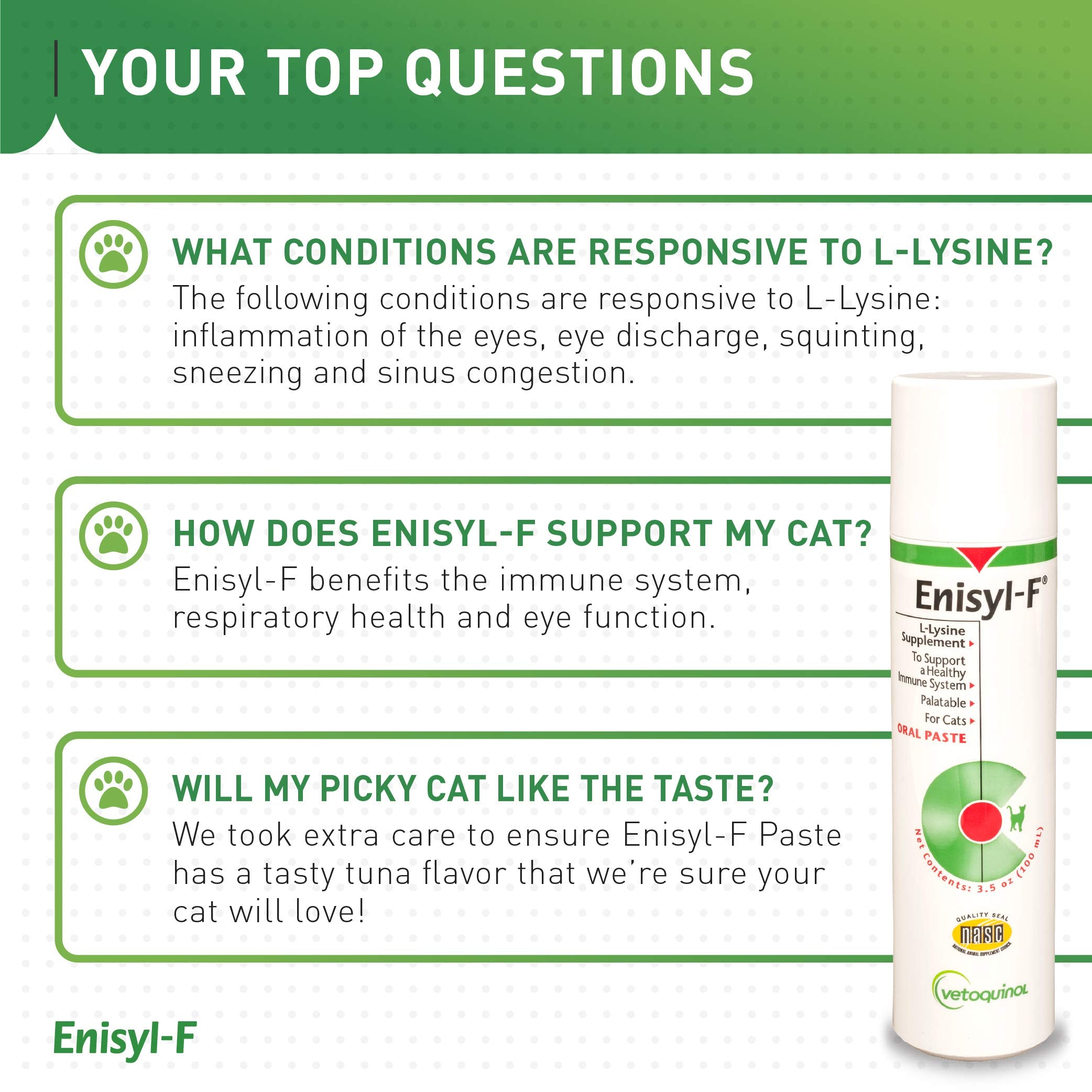 Vetoquinol Enisyl-F paste label information for dosage guidelines